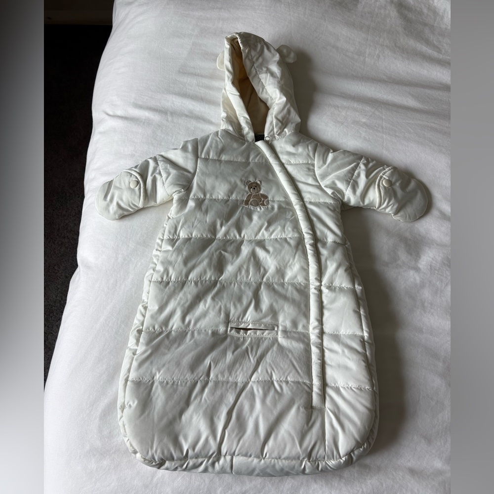 Faded Glory Cream Kids Sleep Sack with Bear Embroidery 0-3 month